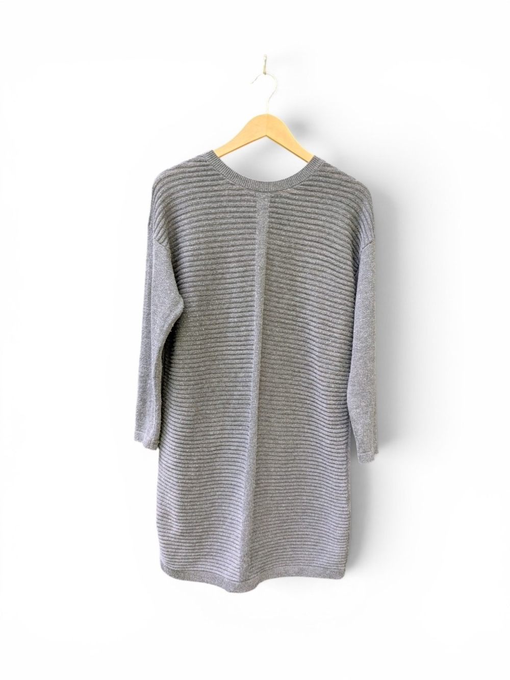 ASOS Light Grey Ribbed Long Sleeve Knit Dress